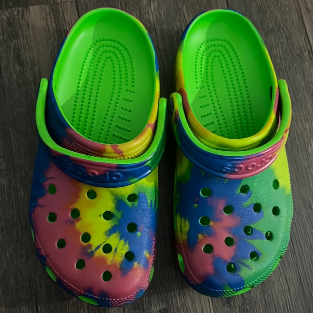 Tye dye crocs